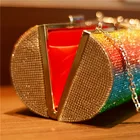 Bag Clutch Best Seller Rainbow Rhinestone Evening Bag Tubular Party Banquet Clutch Hand Bag