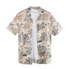 High quality trendy funny custom rayon aloha mens printed floral shirt short sleeve