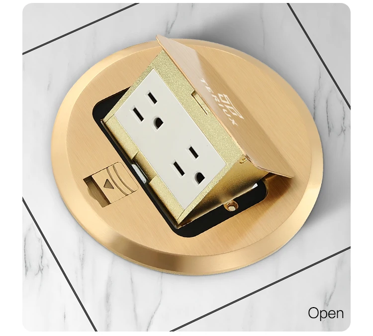 USA Standard brass power 16A round pop-up floor socket box