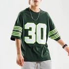 100% Cotton Short Sleeve T Shirt Mens Hip Hot Printed Loose Reflective Safety Striped Short Sleeve T Shirt