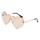 Mirror Frameless Heart Shaped Sun Glasses Wholesale Gold Decorative Summer Ladies Shades Sunglasses