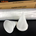 4.5oz cone shape small disposable white craft paper drinking cup with rolled rim for water