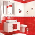 Ceramic Bathroom Ceramic Tiles 6X6in Lovely Red Color Bevel Edge Bathroom Ceramic Wall Tiles
