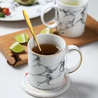 European Style Marble Grain Overgild Ceramic Drinking Coffee Cup Milk Mug With Handle For Home