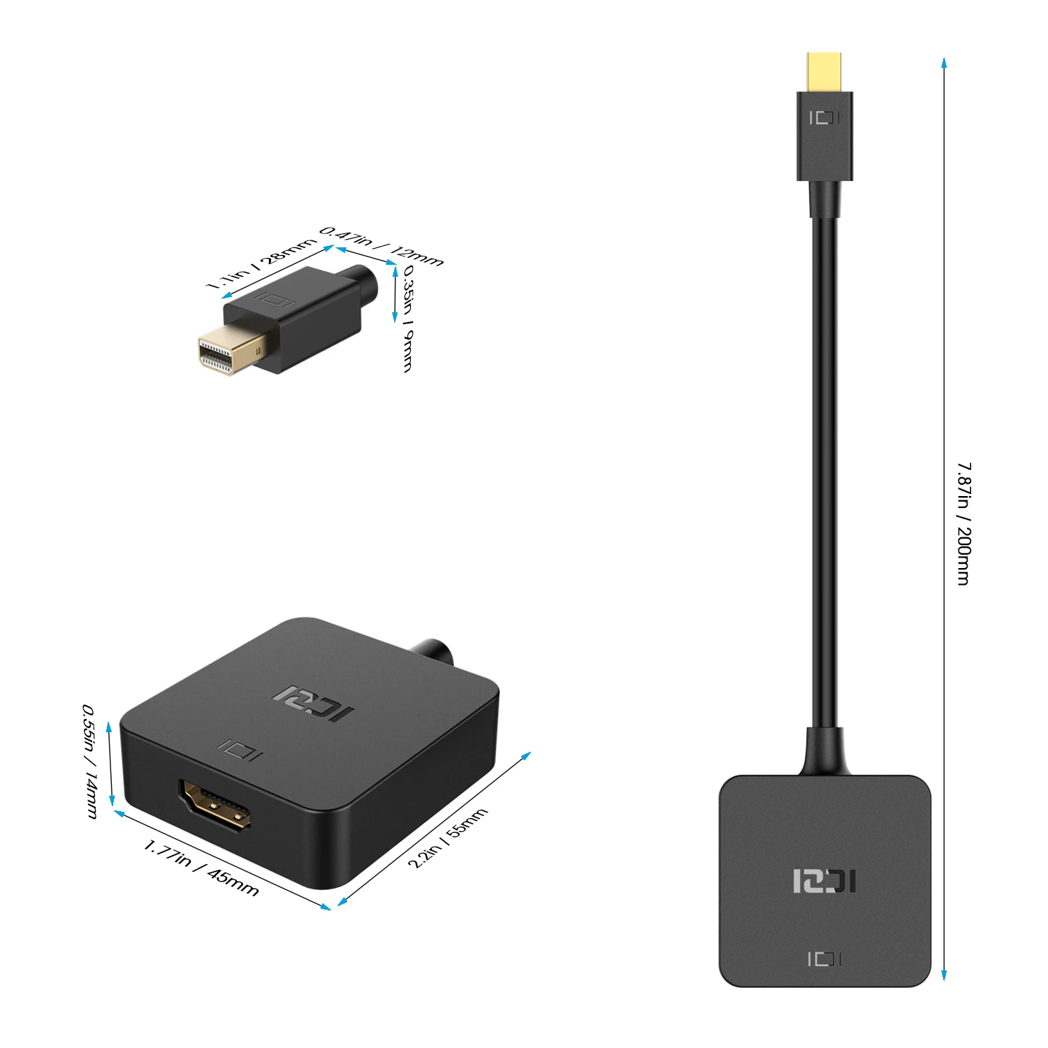 ICZI Thunderbolt Mini DP to HD-MI Adapter 4K 60Hz Mini Displayport to HD-MI 2.0 Converter for Surface pro 6 - ANKUX.COM