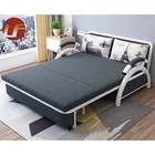 2 Seat Custom Made Convertible Sectional Sofa Couch Foldable Arm with Modern Linen Fabric for Small Space Bed