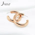 Hoop Jewelry Woman Hoop Earrings New Gold Plated Women C Shape Thick Tube Hoop Earrings Jewelry