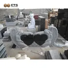 Tombstone Design European Granite Double Heart Shape Tombstone Design