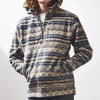 wholesale custom men's fashion print pullover fleece half zip kangaroo pocket hoodies