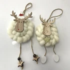 Christmas Decoration Wooden Wool Felt deer santa Figurine Xmas Ornament