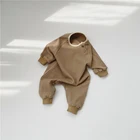 Q2-baby 3902 Autumn New Infants Clothes Baby Waffle Longsleeve Romper Jumpsuit
