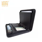 New product A4 size PU business men document file zipper portfolio folder bag ring binder