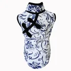 Custom chinese cheongsam blue and white porcelain pet clothes dog summer