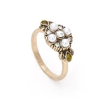 Engagement Gold Jewelry Ring Women Vintage Gold Ox Flower Engagement Ring Pearl Rings Jewelry Women