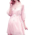 Latest sheer design woman pink Maternity mini party dress