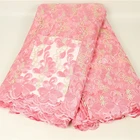 Factory direct sale tulle mesh material polyester embroidery latest new style beaded lace applique