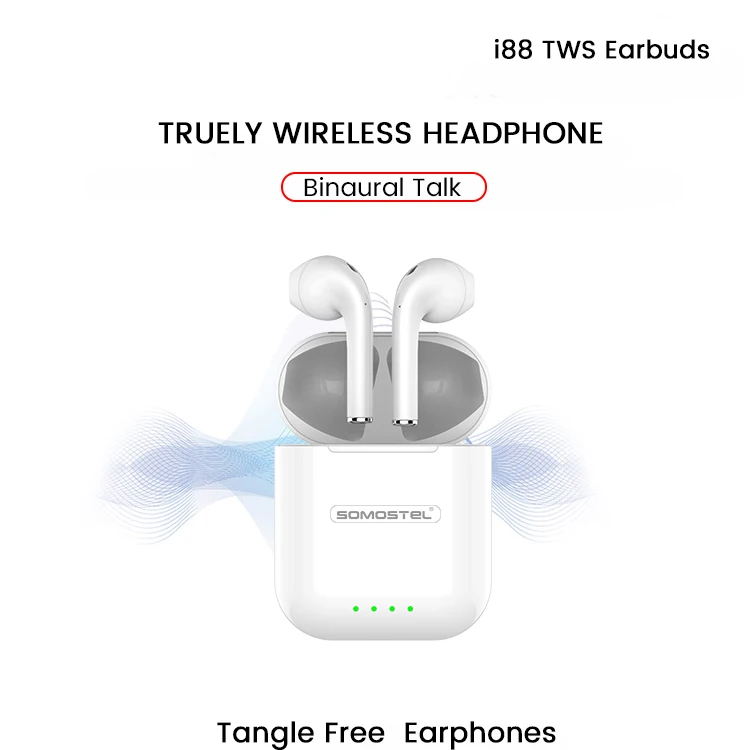 Somostel TWS i88 True Wireless Stereo Earbuds Bluetooth earphohne with wireless charging headphone for iphone - ANKUX.COM