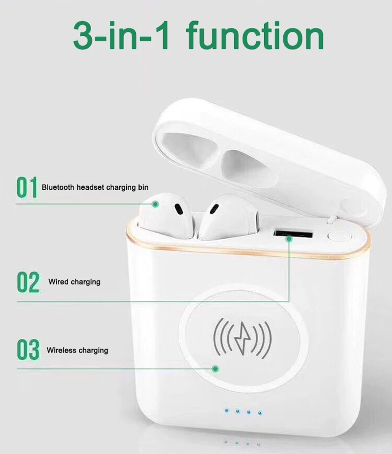 XT6 TWS 3 in 1 Stereo Wireless Bluetooth V4.2 Headphones with Charge Box Multi-functional Earphones 5200mAh power bank - ANKUX.COM