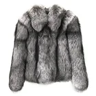 Wholesale Luxury Women Winter Fluffy Full Pelt Fur Jacket Coat Custom Women Winter Warm Silver Fox Fur Coat
