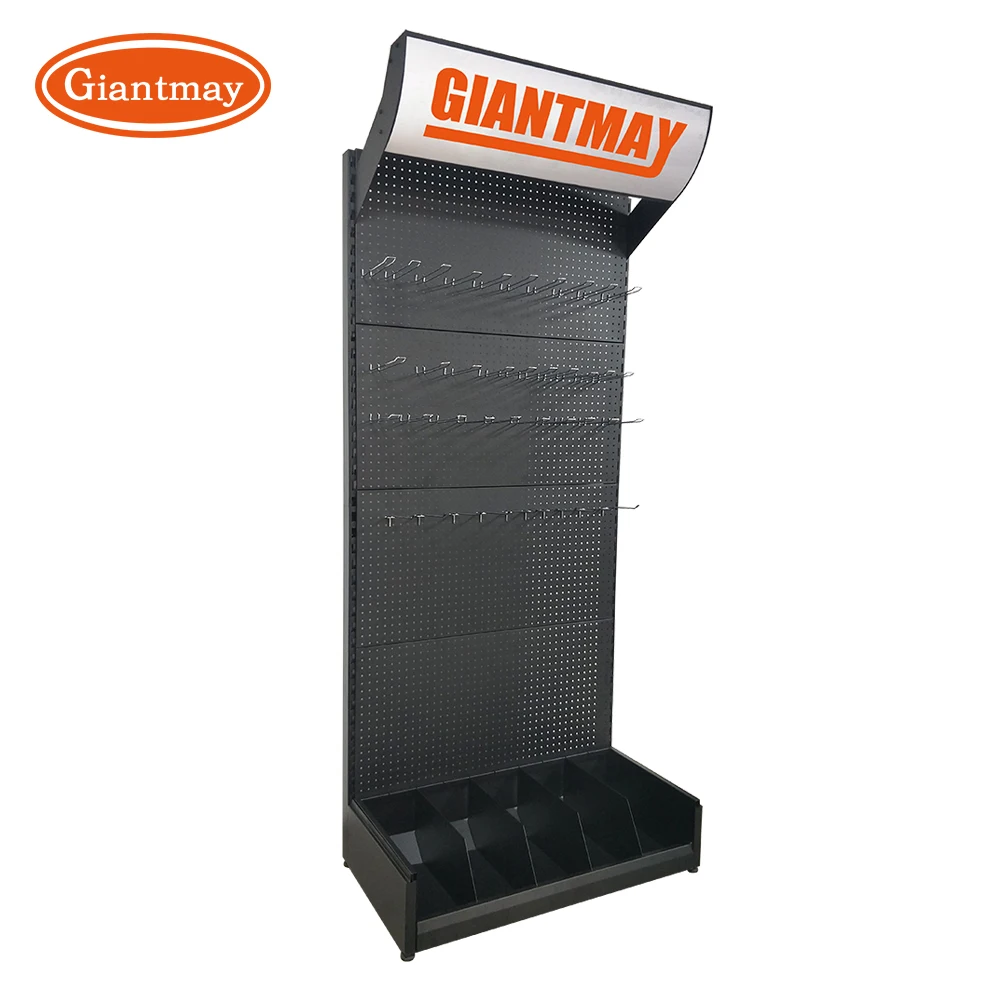 High Quality Metal Hardware Pegboard Display Rack Customized Tool Accessories Hanging Storage Stand for Car Part Security Power