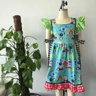 bulk wholesale girls farm green dress with cow pattern boutique kids clothing