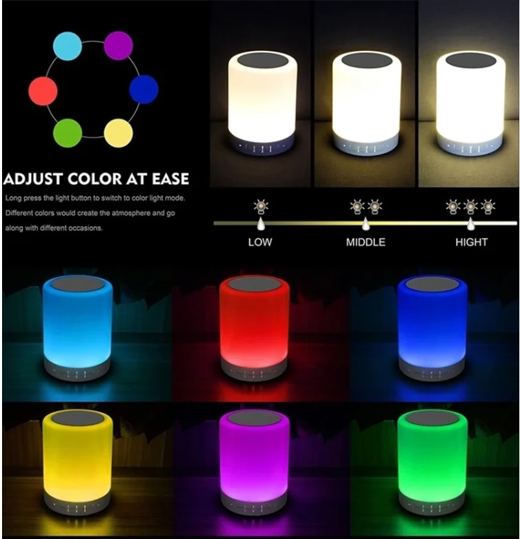 USB Rechargeable Built-in Battery 1800mAH RGB Smart Touch Control Mini Portable Table LED Night Lights
