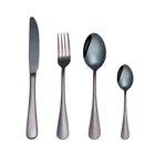 Wholesale Mirror Polished Stainless Steel Knife Fork Spoon Black 4 Piece Cutlery Set