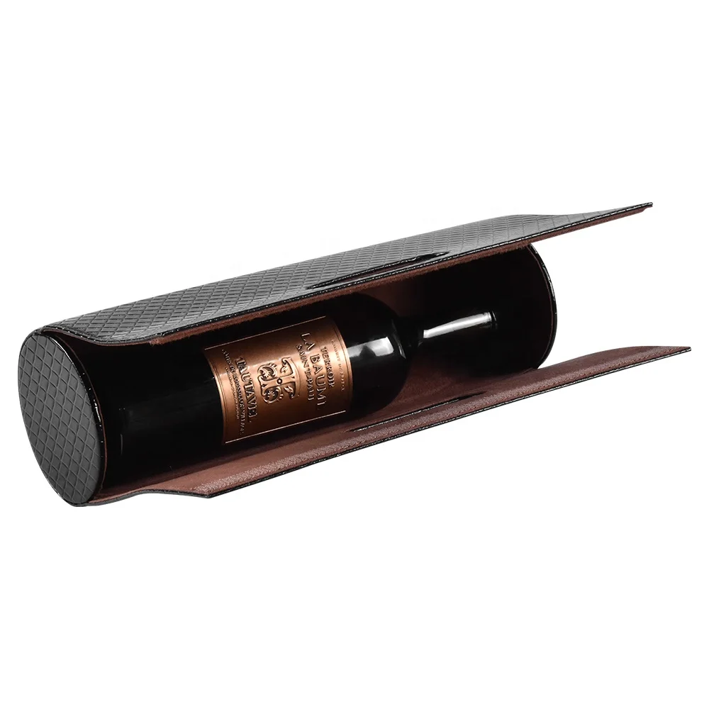 Handmade fashionable leather 1 bottle wine gift box