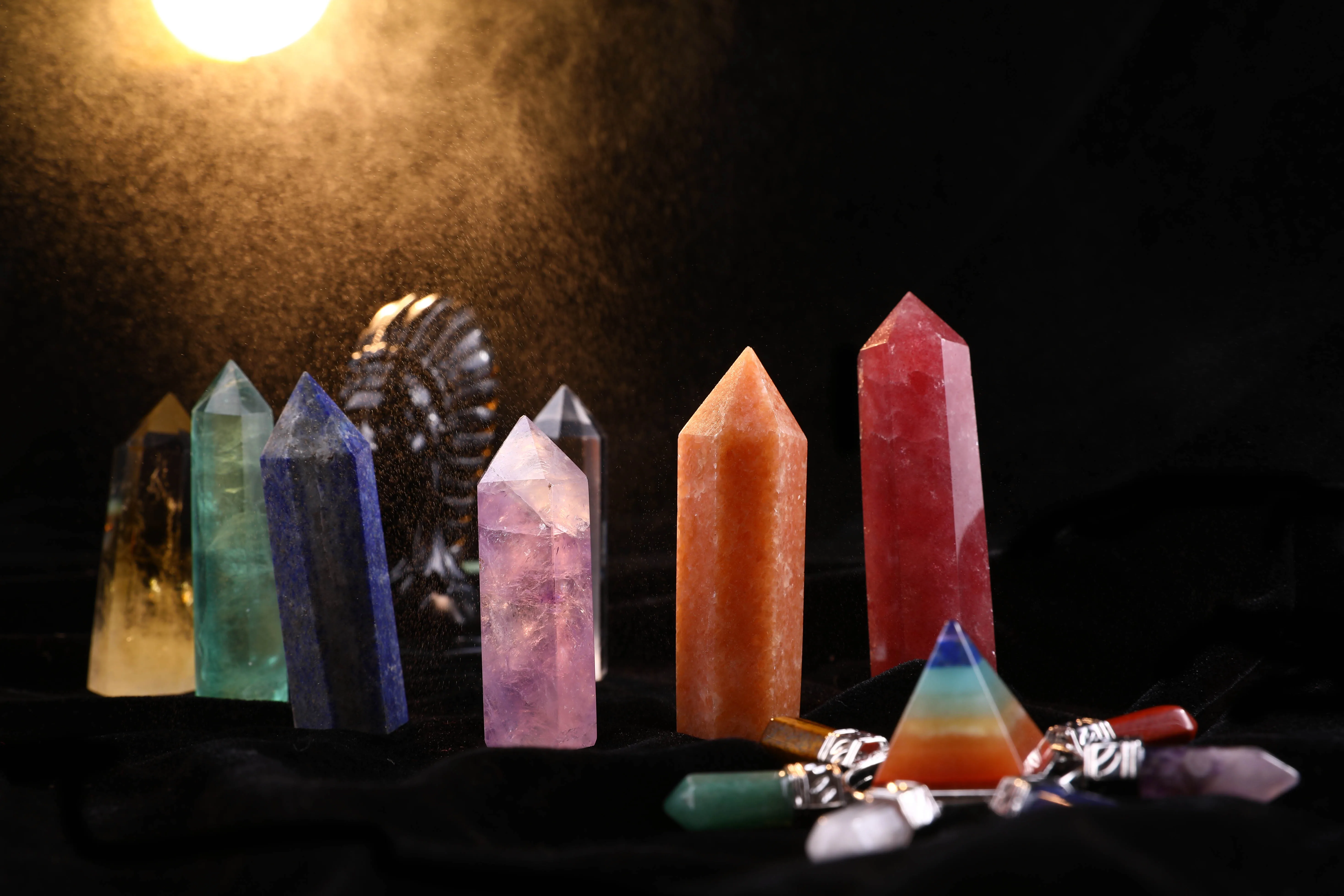 crystal point wand chakra set kit crystals healing stones gift