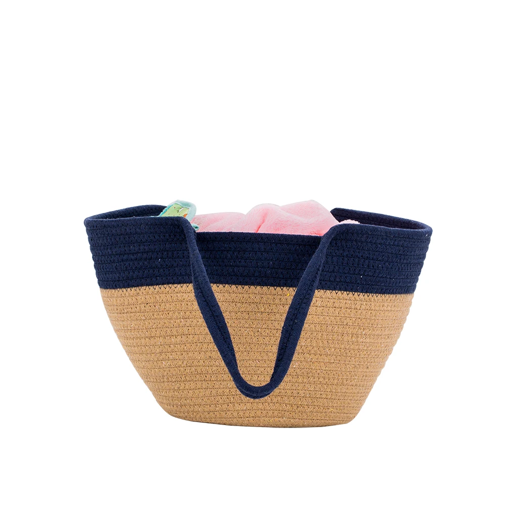 beach handmade weaving shoulder bag handbag,cotton rope basket