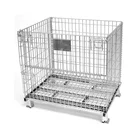 Foldable galvanized security wire mesh container steel pallet box storage cage