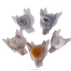 Wholesale Carving Agate Geode Wolf Head For Decoration
