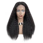 Natural color human hair wig 130% density yaki kinky straight brazilian human hair