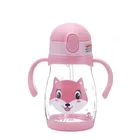 PC Plastic Cartoon Patterns Water Sippy Training Cup Baby Feeding Bottle with Handle
