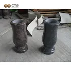 Black Red Granite Memorial Gravestone CemeteryHeadstone Vase