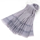 New solid color scarf shawl cotton linen fashion women's scarf hijab quality stripe bright line comfortable scarf hijab