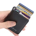 New Arrival Aluminium PU Leather Credit Card Holder Thin Slim RFID Blocking Men's Leather Wallet