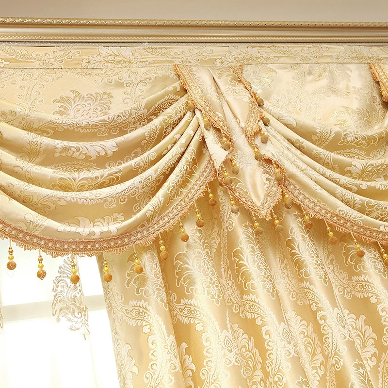 欧式奢华风格窗帘设计刺绣透明面料,用于带帷幔的客厅