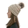 2019 latest design warm pompom crochet knitted beanie fleece top winter hat