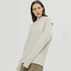 Hot Sale Wholesale Custom Cool Baggy Beige / Blue Big 12 GG Long Sleeve Wool Pullover Sweater Women