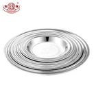 Round dinner food tray plate cherry blossom pattern serving tray stainless steel