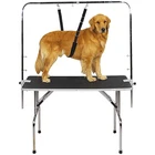 Puppy Kitty Hair Cutting Washing Black Adjustable Pet Grooming Loop arm with clamp for Large and Small Dogs with D-Ring