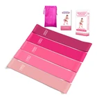 Custom Logo Printed Private Label Pink Latex Elastic Resistance Exercise Bands Set with Carry bag and Color box