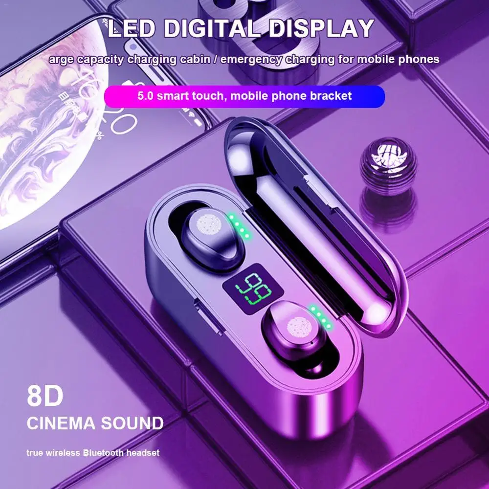 LED Power Display Wireless Earphone Smart Touch Bluetooth Headphone Sweatproof Earbuds BT Headset with Power Bank Charging Box - ANKUX.COM