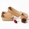 wholesale Two Compartment custom disposable kraft boat paper fast food packing tray