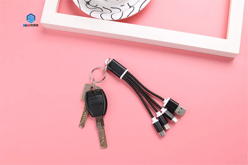 NaBoWei free shipping 3 in 1 nylon braided usb cable charger for iphone type c V8 3in1 usb cable - ANKUX.COM