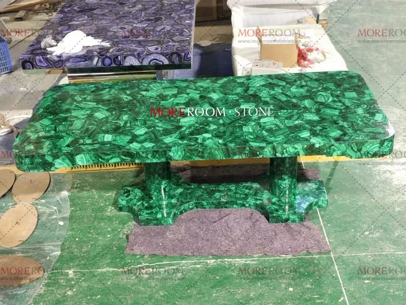 Luxury Semi Precious Stone Customized Malachite Green Dining Table (4).jpg