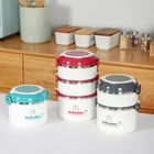Good quality food container pink blue grey custom 2 layer leak proof lunch boxes set with handle