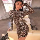 Long Sleeve Dress Sexy Hot Sale Summer Long Sleeve Leopard Women Dress Sexy