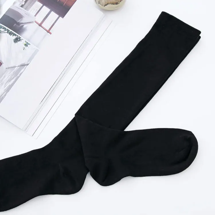 Custom knee high socks for women and school girls solid color knee high long socks